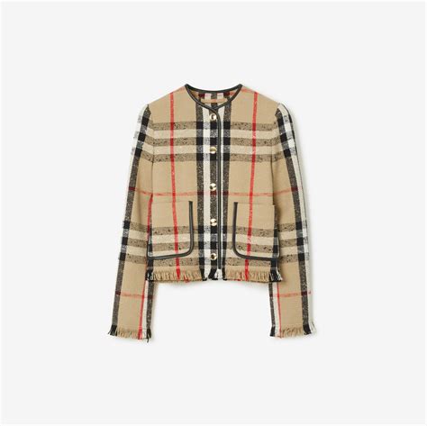 burberry archive army jacket|Burberry Archive Check Boucle Boxy Jacket .